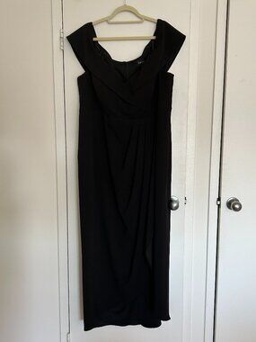 Xscape Black Off-the-Shoulder Evening Gown Floor Length (Plus Size 22W)